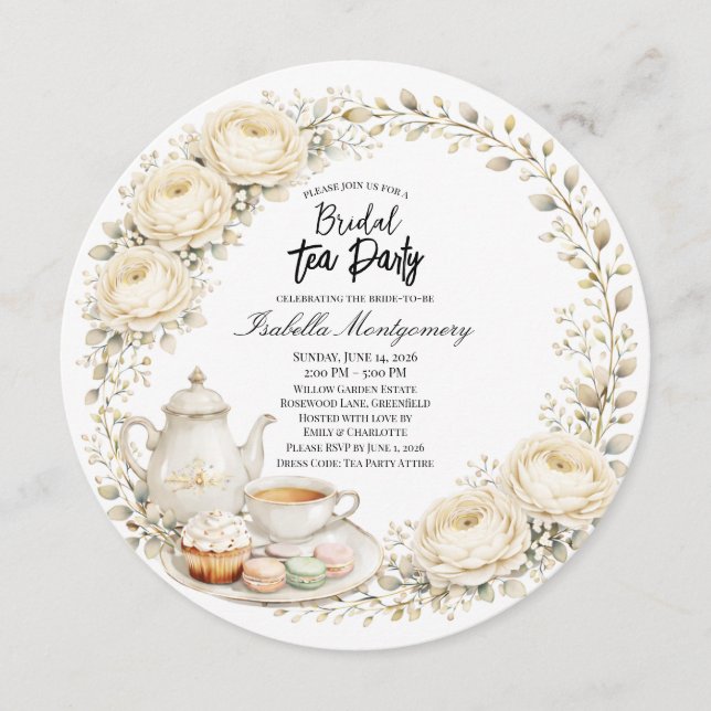 Convite Ivory Palette Tea Party Bridal Shower (Frente)