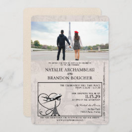 Convite Ivory Paris Passport Wedding