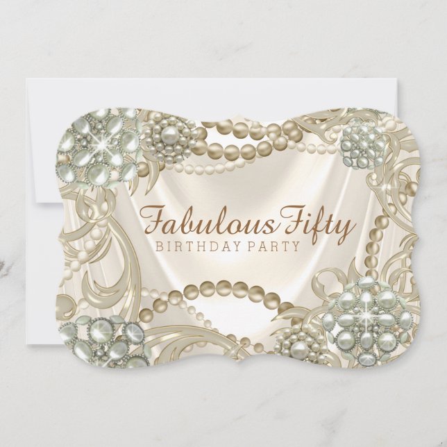 Convite Ivory Pearl Festa de aniversário (Frente)