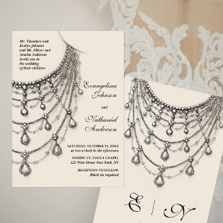 Convite Ivory Pearl Necklace Sketch Drawing Wedding