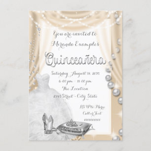 Convite Ivory Pearl Princess Quinceañera