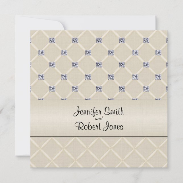 Convite Ivory Quilted Bling Posh Wedh Invitation (Frente)