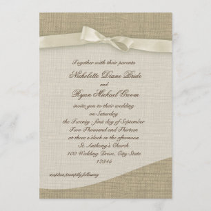 Convite Ivory Ribbon e Burlap Wedding