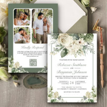 Ivory Rosa Sage Green Foto Floral Código QR Casame