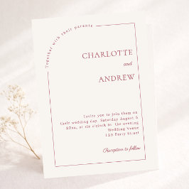 Convite Ivory rose gold modern minimalist wedding