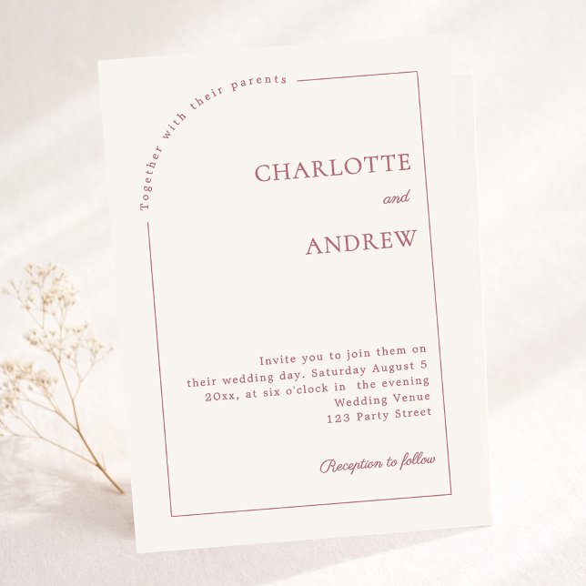 Convite Ivory rose gold modern minimalist wedding (Criador carregado)