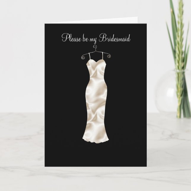 Convite Ivory satin frock, Please be my Bridesmaid (Frente)