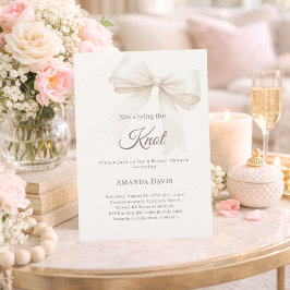 Convite Ivory She's tying the knot bow Bridal Shower