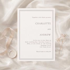 Convite Ivory taupe elegant simple quiet luxury wedding