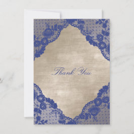 Convite Ivory Velvet Royal Blue Marinho Lace Obrigado