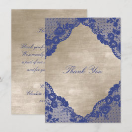 Convite Ivory Velvet Royal Blue Marinho Lace Obrigado