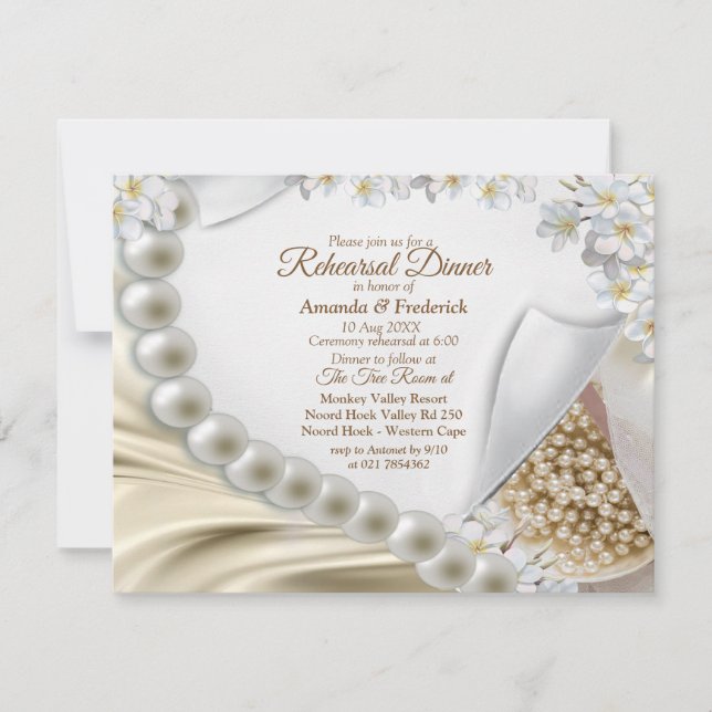 Convite Ivory,Verde,Azul,Seda Dourada e janto de ensaio de (Frente)