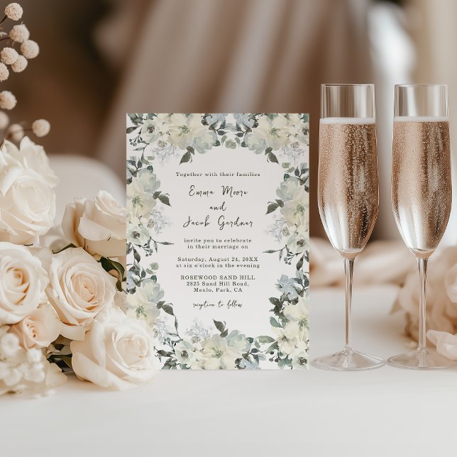 Convite Ivory Watercolor Floral Wedding (Criador carregado)