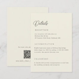 Convite Ivory Wedding Details Qr Code Enclosure Card