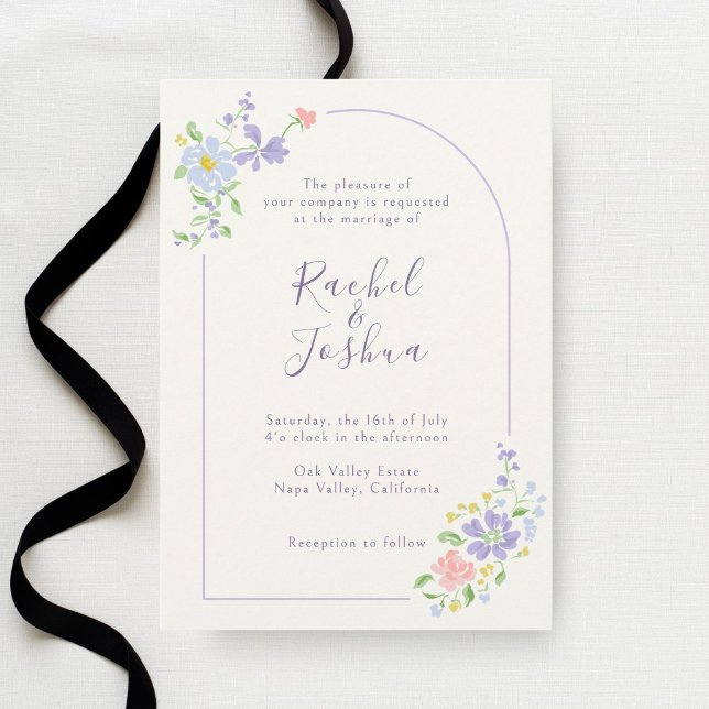 Convite Ivory | Whimsical Floral Arch Script Wedding (Criador carregado)