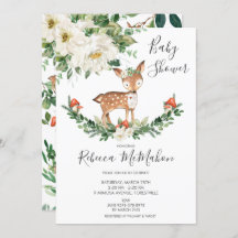 Ivory White Floral Deer Fawn Woodland Chá de frald