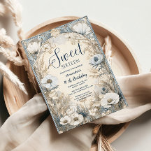 Ivory Wildflower Art Nouveau Sweet Sixteen