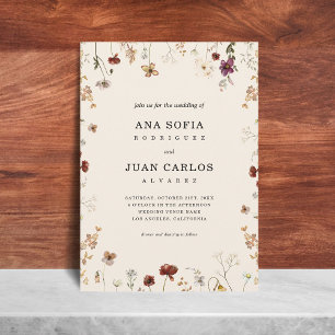 Convite Ivory Wildflower Garden Fall Código QR Casamento R