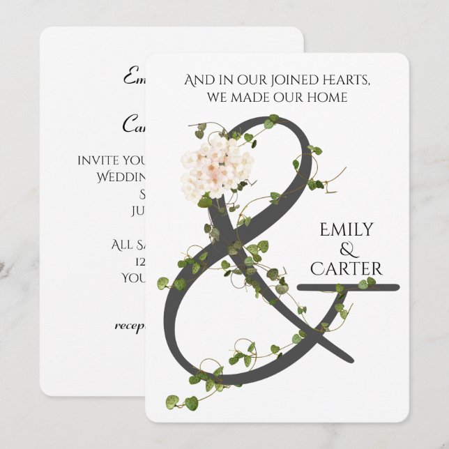 Convite Ivy e Ampersand Wedding (Frente/Verso)