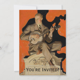 Convite J.C. Leyendecker Tocador de Banjo 1920 Arte Art Dé