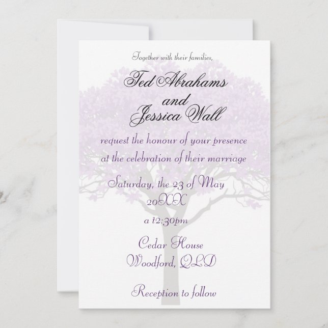 Convite Jacaranda Wedding Invitation | Elegant Purple  (Frente)