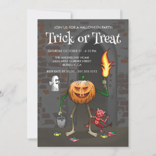 Convite Jack O'lantern convida para festa de doces ou trav