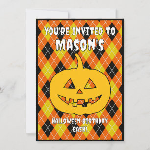 Convite Jack ou lanterna do Halloween Argyle