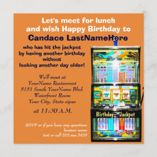 Convite Jackpot do slot machine do almoço do aniversário