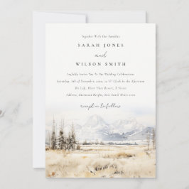 Convite Jackson Hole Wyoming Watercolor Landscape Wedding