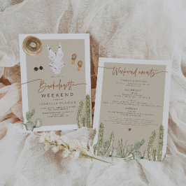 Convite JADE Bohemian Desert Cactus Bachelorette Itinerary