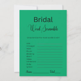 Convite Jade Green Bridal Word Scramble Game