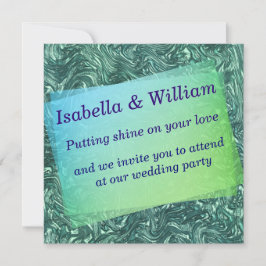 Convite Jade texturizada e tons cianos verdes