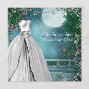 Convite Jade Verde Azul Rosa Rosas Quinceanera