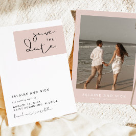 Convite JALAINE Modern Blush Bloco Rosa Salvar a Data