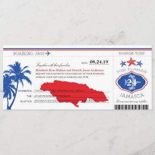 Convite Jamaica Blue/Red Palm Tree Starfish Embarque