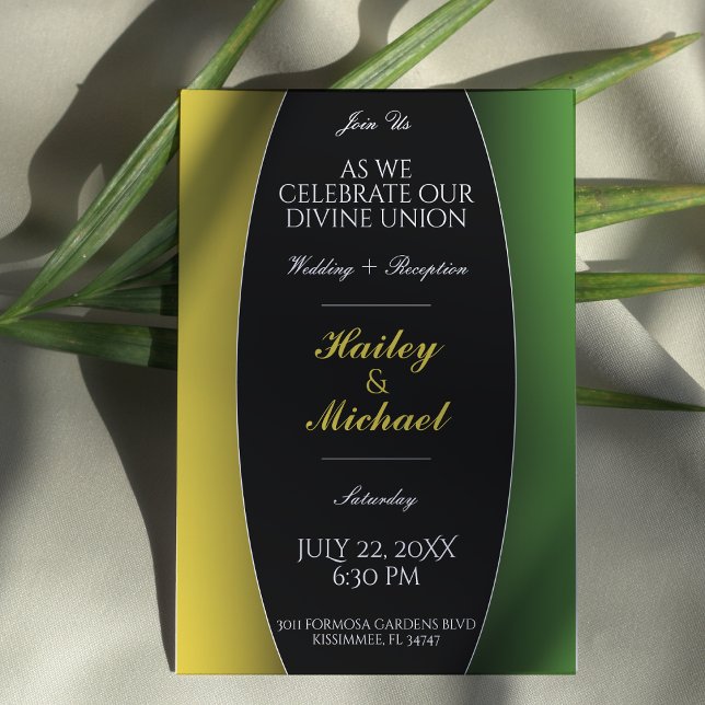 Convite Jamaica Green & Dourado Caribe Casamento Elegante (Jamaica Green & Gold Caribbean Elegant Wedding Invitation
)