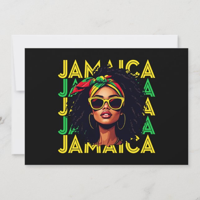 Convite Jamaican Girl Flag, mulher jamaicana orgulhosa (Frente)