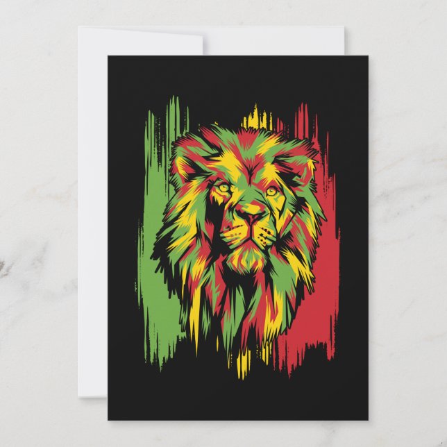 Convite Jamaican Lion Rasta African Reggae (Frente)