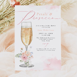 Convite JANE Blush Floral Petals & Chá de panela Prosecco