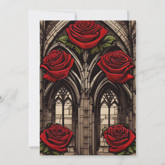 Convite Janela Catedral e Casamento de Elegância Gótica Ro