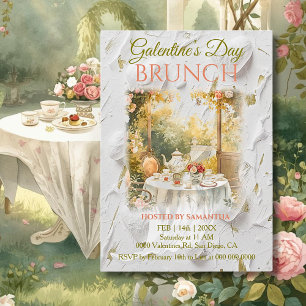 Convite Janela de Jardim Rococó Brunch de Galentine Flores