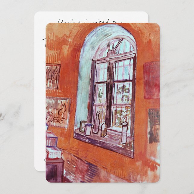 Convite Janela do Estúdio de Vincent van Gogh no Asilo (Frente/Verso)