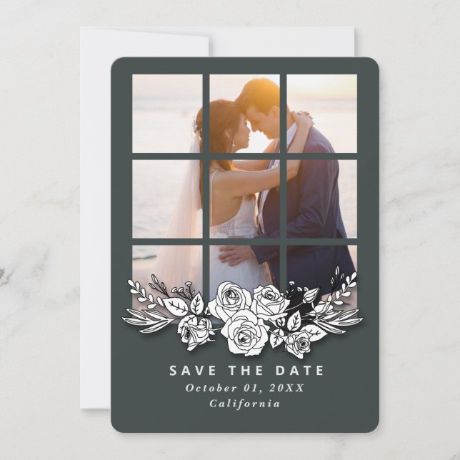 Convite Janela Elegante com Casamento de Imagem Salvar a D (Frente)