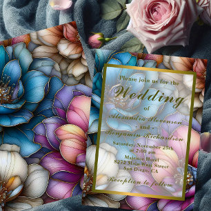 Convite Janela Floral em Tom Precioso Vidro Pintado Casame
