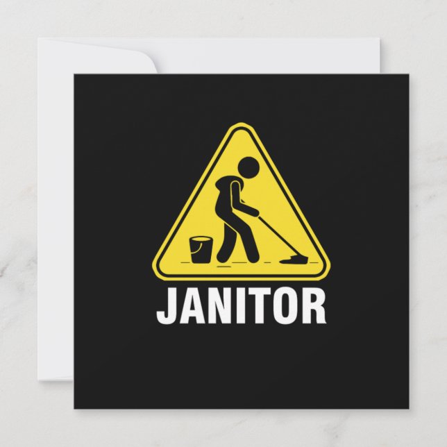 Convite Janitor Sign Cleaners Serviço de Limpeza Janitors  (Frente)