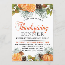 Convite Janta de Ação de Graças da Rustic Fall Pumpkin