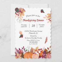 Convite Janta de Ação de Graças do Buquê de Bombaim do out