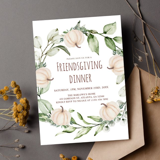 Convite Janta de Ação de Graças Elegante ( Elegant Thanksgiving Dinner Friendsgiving Feast Invitation)