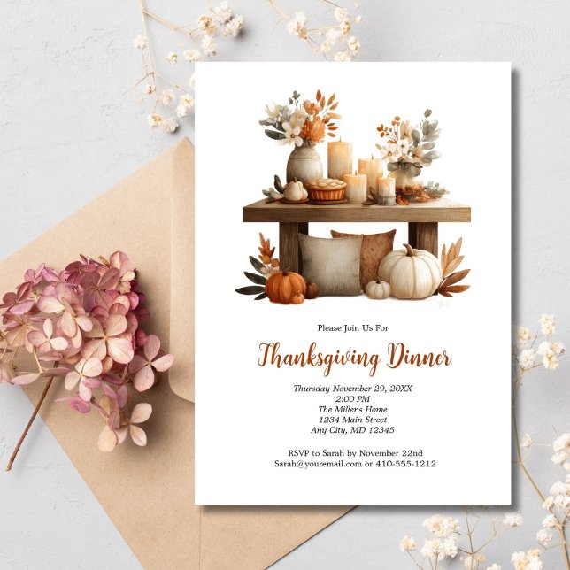 Convite Janta de outono de Ação de Graças de Amizade (Thanksgiving Friendsgiving Fall Autumn Dinner Party Invitation Printed or Digital Download)