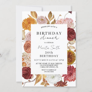 Convite Janta Floral de outono - Aniversário